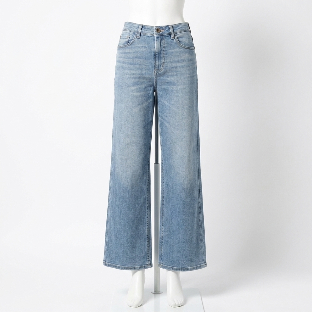 NEW TRIBAL blue thread brookke hugging palazzo jeans in medium wash denim